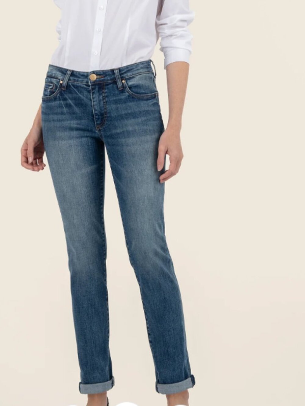KUT from the Kloth Catherine Boyfriend Stretch Jeans Size 10 Attain Wash -Flawed